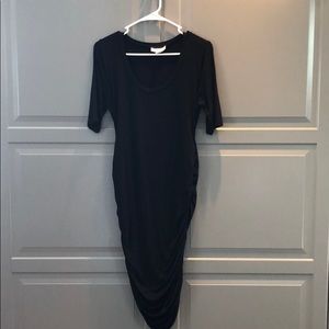 Black Side-Ruched Maternity Dress